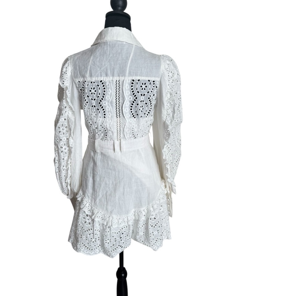 Saint Armont Lulu Broderie Mini Dress Ivory Eyelet Shirt Dress NWT S - Picture 5 of 10